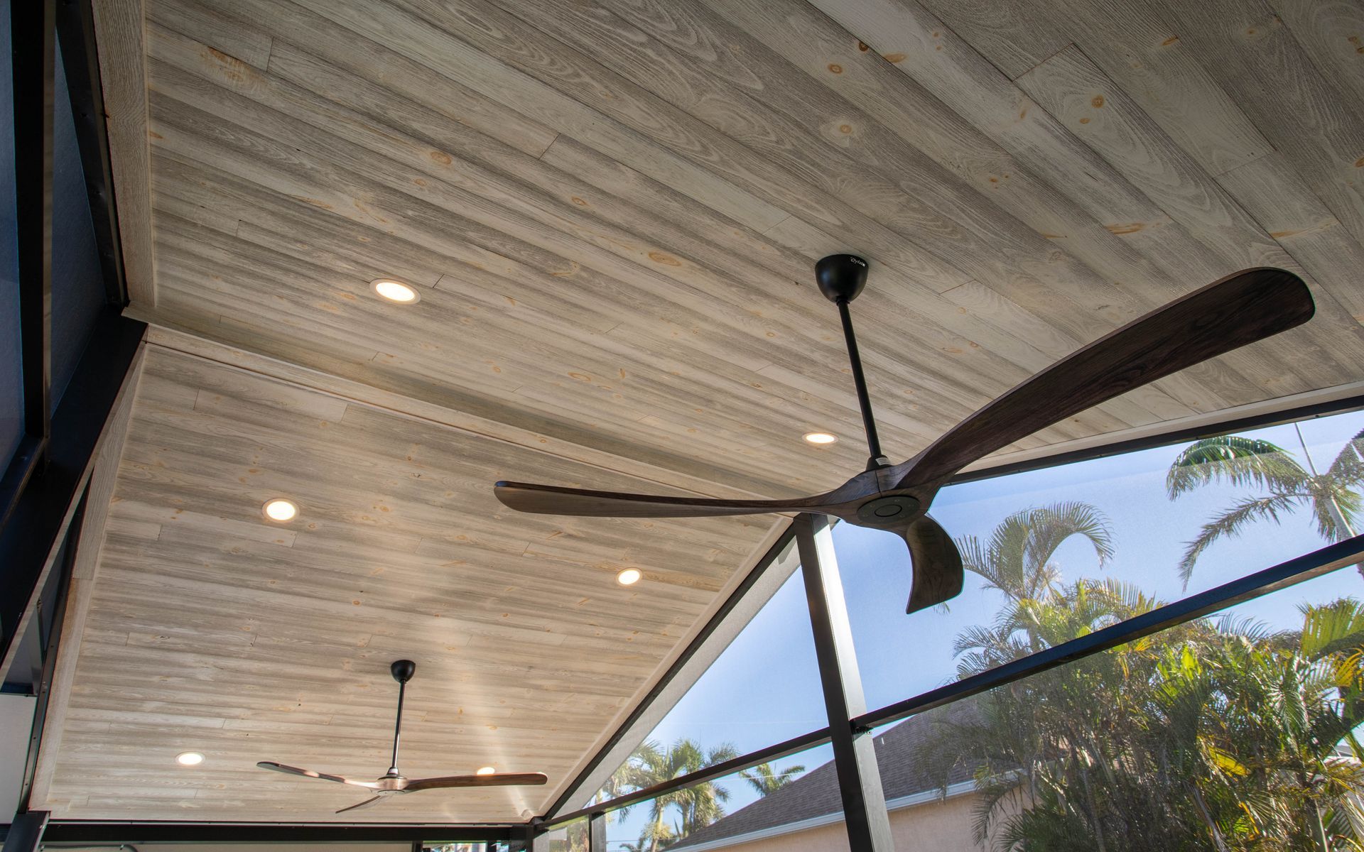 composite panel roofed pavilion with synergy tongue and groove wood ceiling cape coral, fl