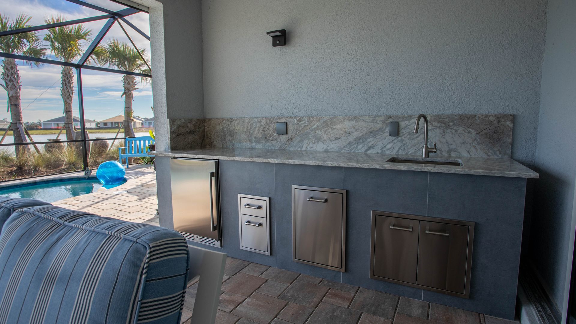 Custom tile Outdoor Kitchen Delta Heat Grill Naples, FL