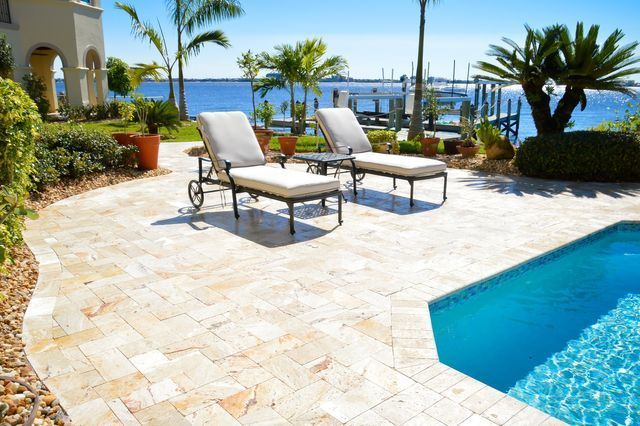 travertine paver pool deck remodel cape coral, fl
