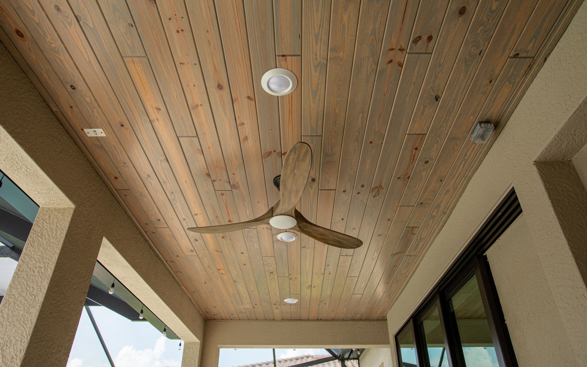 Southern Yellow Pine Weathered Grey wood ceiling, Venice FL