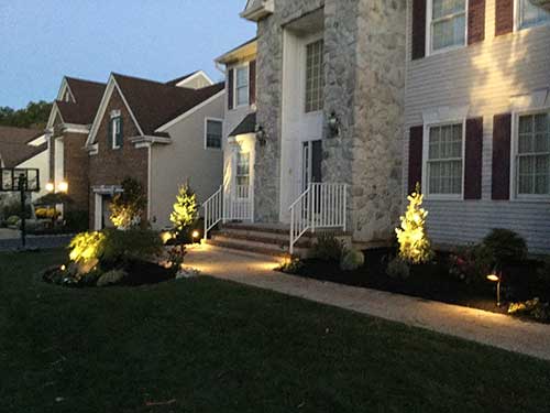 House with Lights — Landscape Design in Edison, NJ