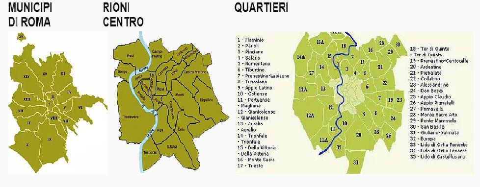 cartina dei municipi di Roma