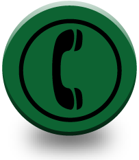 A green button with a phone icon in the center