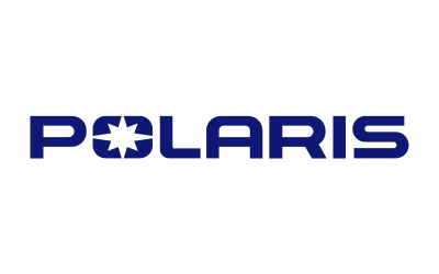 The polaris logo is blue and white on a white background.