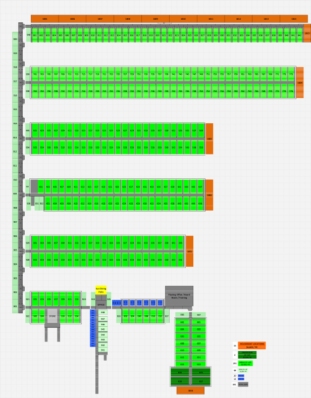 Color-coded bus stop route map with numbered stops and transit lines in blue, green, and yellow.