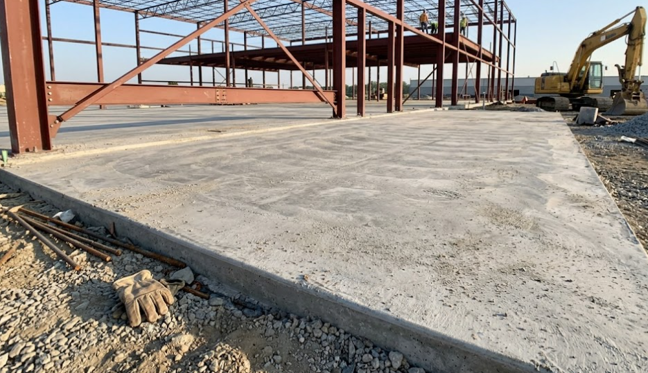 A durable commercial concrete foundation slab poured for a new warehouse building in Tri Cities WA.