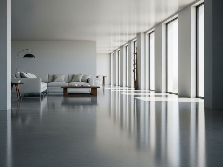 modern polished concrete flooring in Spokane for interior of Spokane home