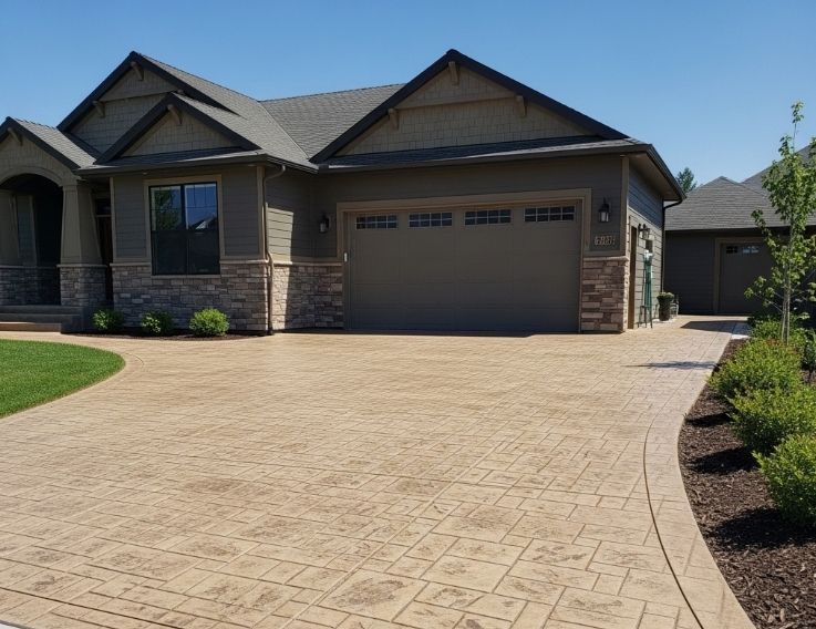 Spokane home with new stamped concrete driveway
