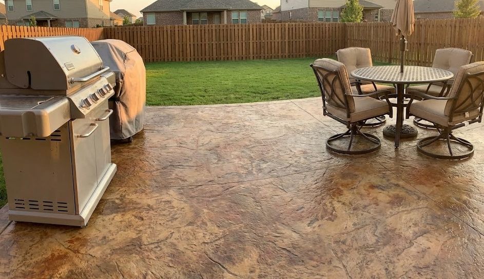 Custom Stamped concrete patio done by decorative concrete experts in Kennewick Washington