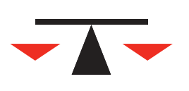 A black and red scale with two red triangles on it.