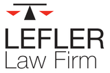 The logo for lefler law firm is black and red