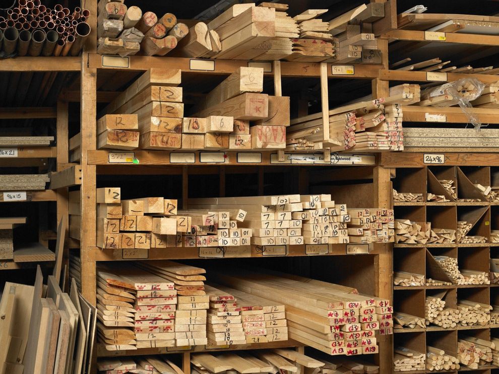 Stack of timber at a garden centre