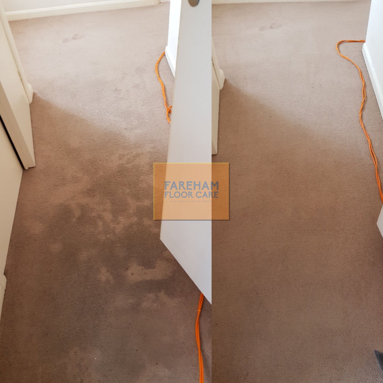 A before and after photo of a tile floor cleaned in Fareham