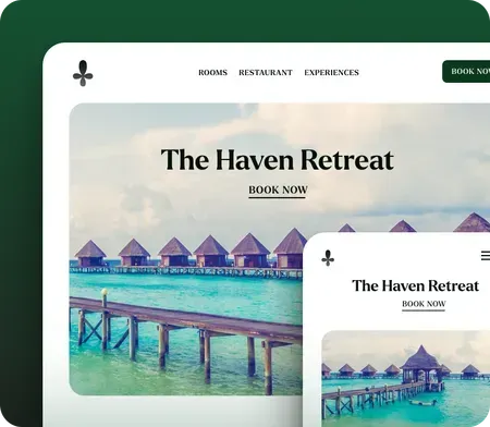 A screenshot of the haven retreat website on a tablet and phone.
