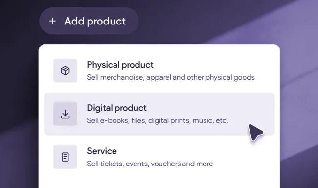 An image of different types of products that can be sold using Left Click's ecommerce feature