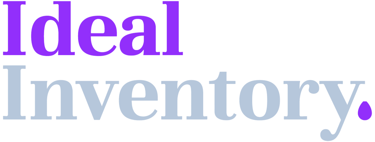 The logo for ideal inventory is purple and white on a white background.