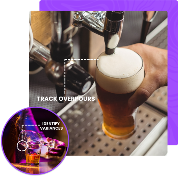 A person pouring beer into a glass that says track over fours