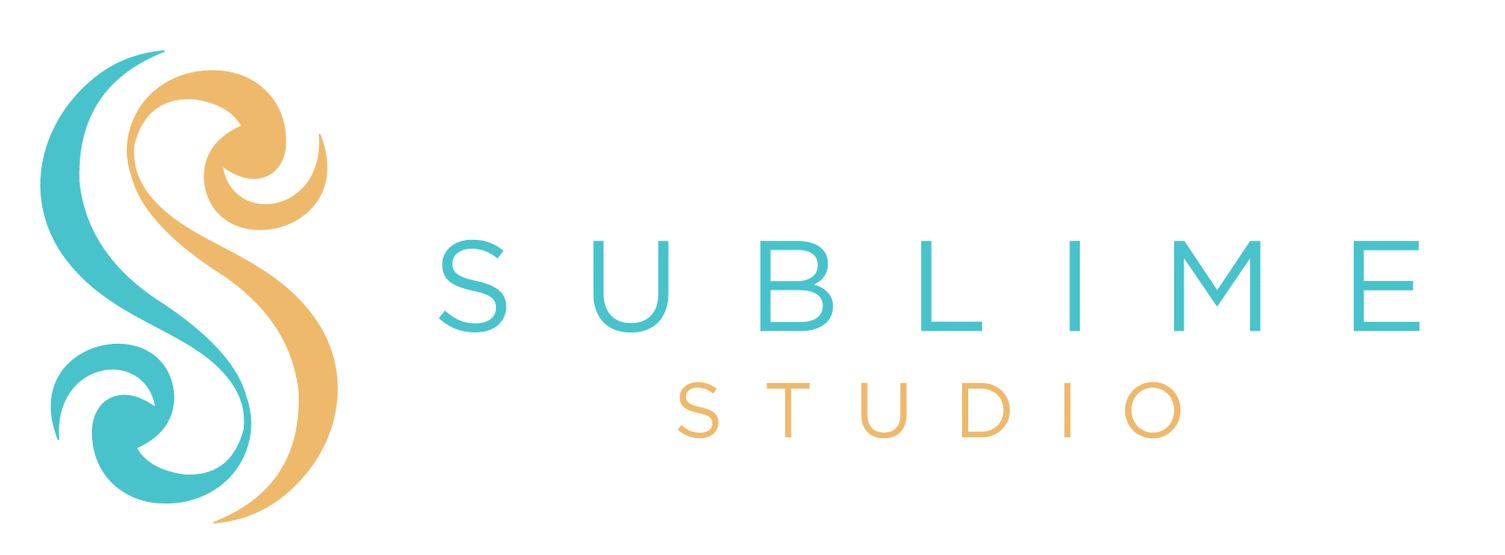 A blue and orange logo for a studio called sublime studio.