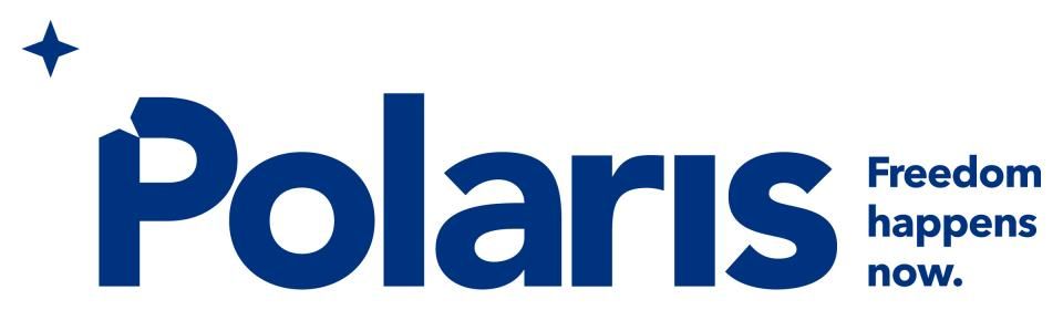 Polaris logo with a blue star, the word