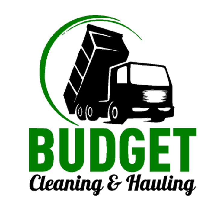 A logo for budget cleaning and hauling is shown on a white background.