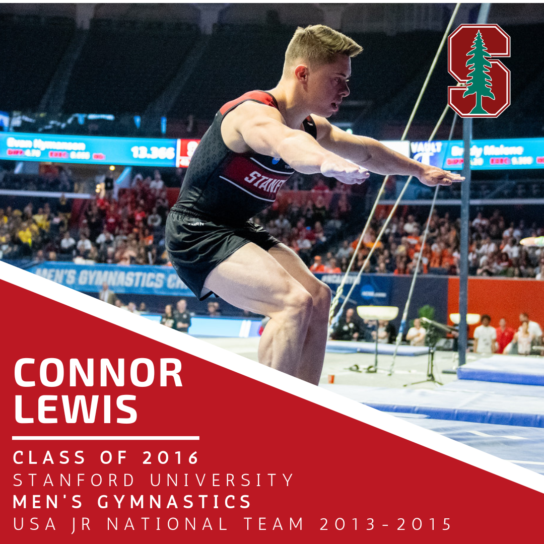 A poster for Hall of Fame inductee Conner Lewis Class of 2016 - Standford University Men's Gymnastics Program