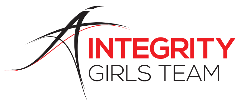 The integrity girls team logo is red and black on a white background.