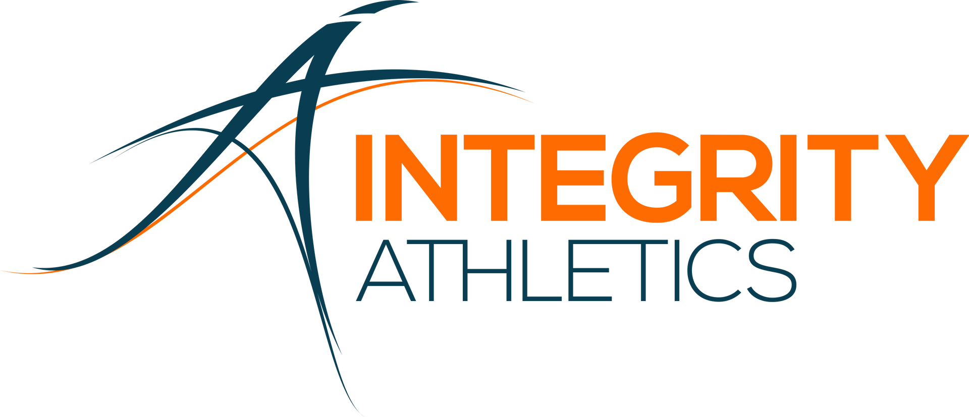 The logo for integrity athletics is blue and orange