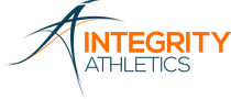 The logo for integrity athletics is blue and orange
