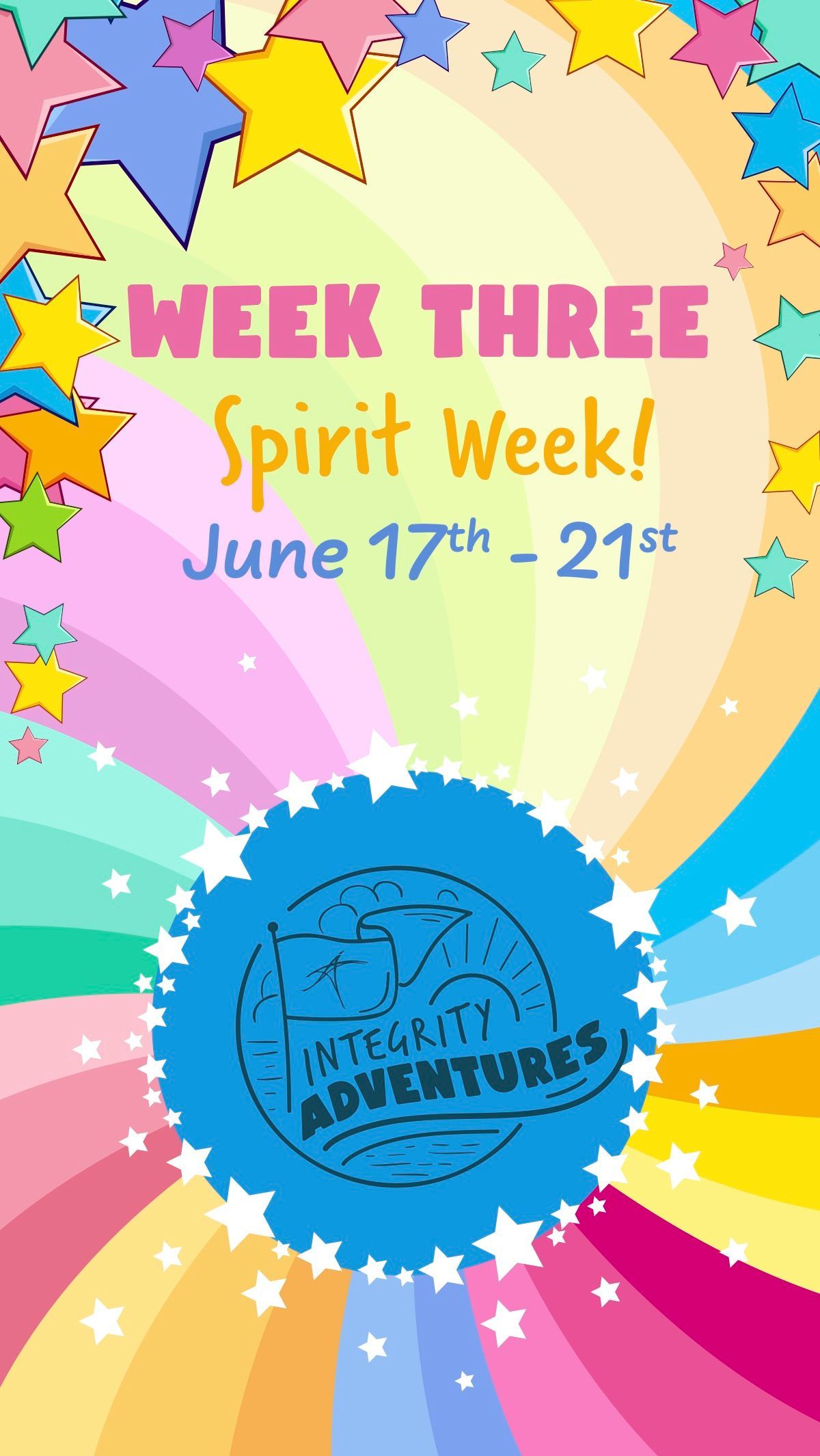 A colorful poster for week three spirit week