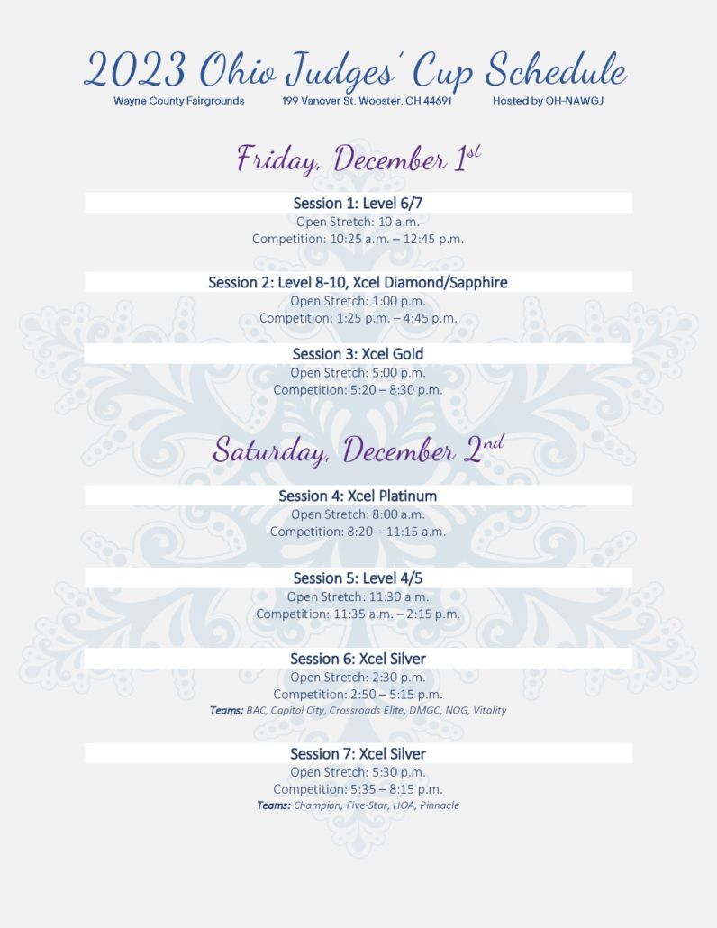 A flyer for the 2023 ohio judges cup schedule.