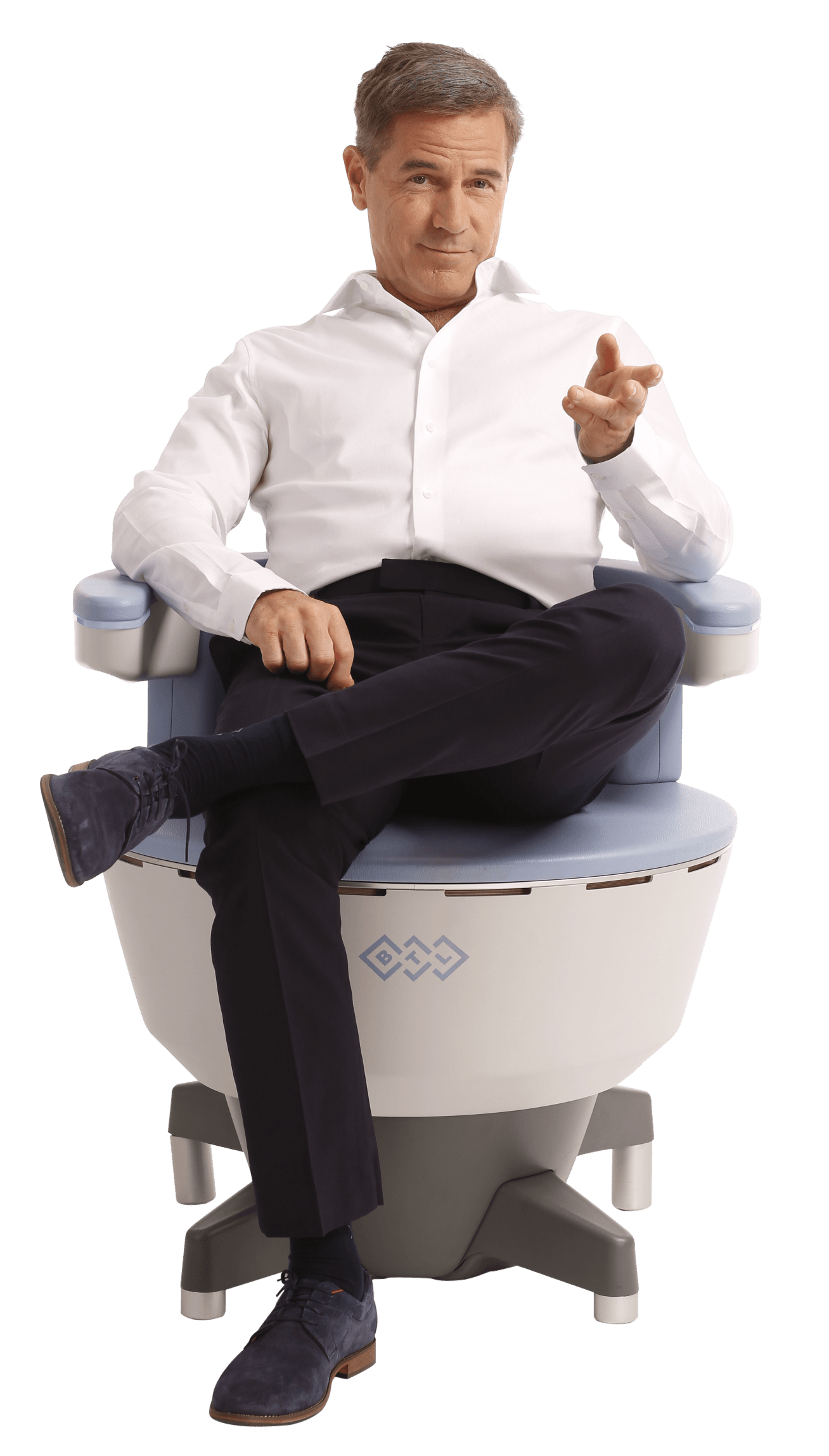 man sitting on EmSella chair