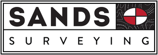 A logo for sands surveying is shown on a white background