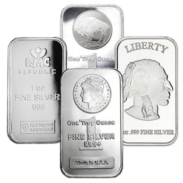 a group of silver bars with one that says liberty on it