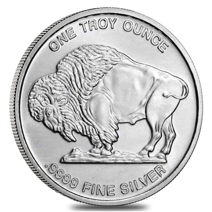 a one troy ounce silver coin with a bison on it