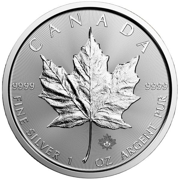 a silver coin from canada with a maple leaf on it