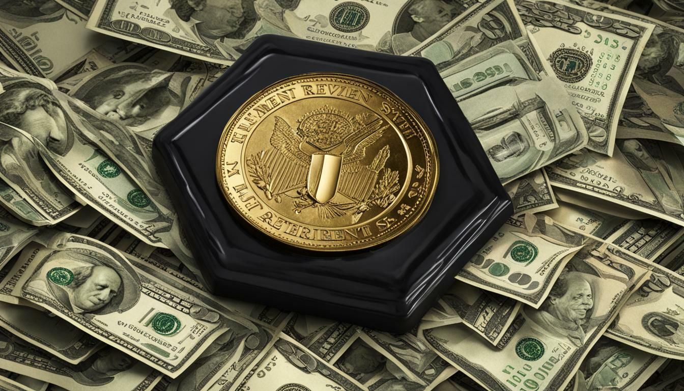 a gold coin is sitting on top of a pile of money