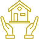 A pair of hands holding a house in their hands.