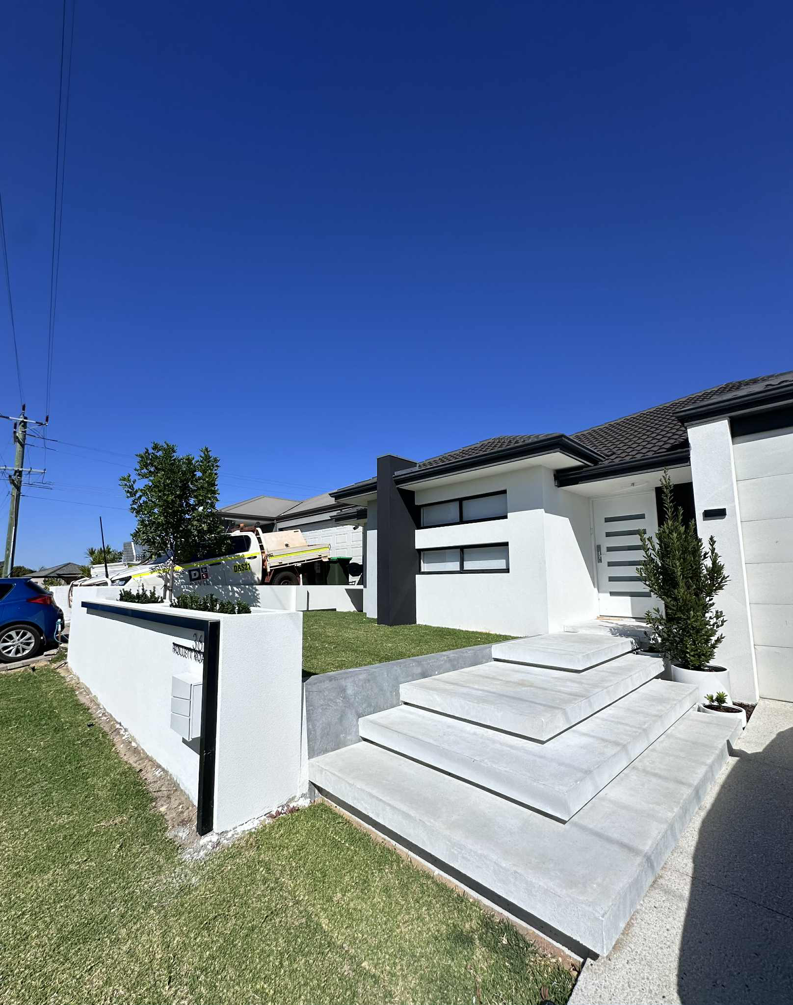 Concrete floating stairs in Perth home
