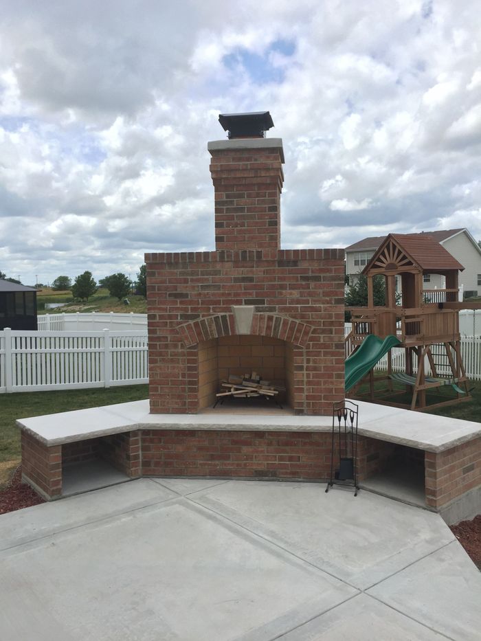 Outdoor Fireplace Built in Frankfort, IL by Custom Brick and Stone