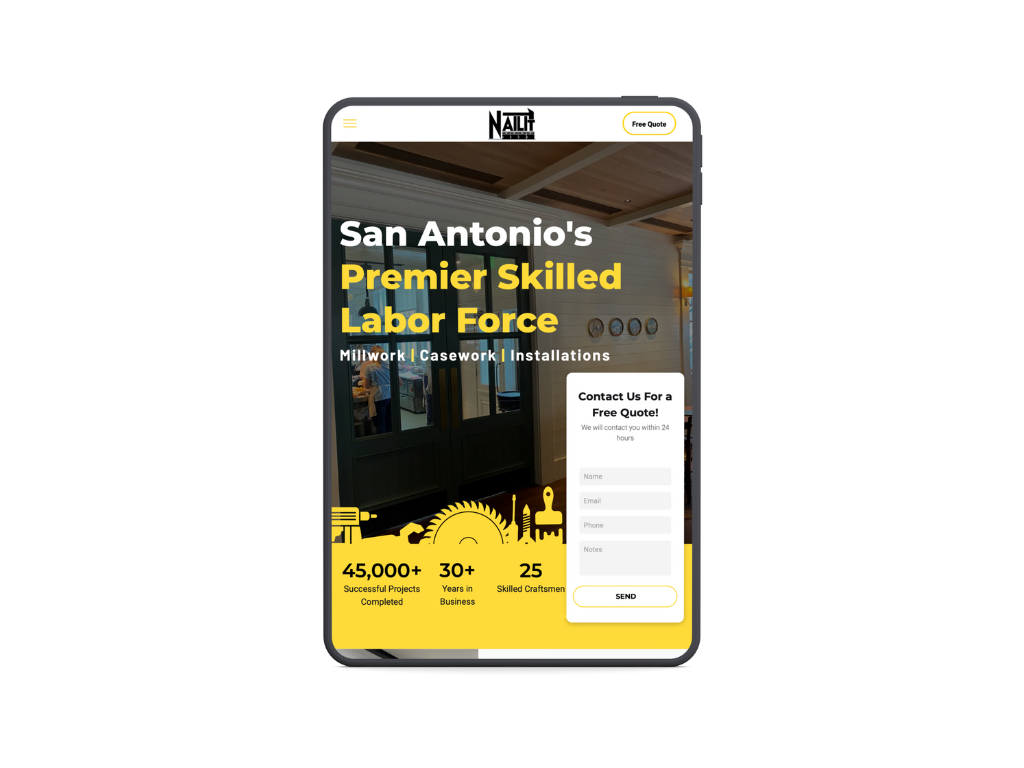 A tablet is displaying a website for san antonio 's premier skilled labor force.