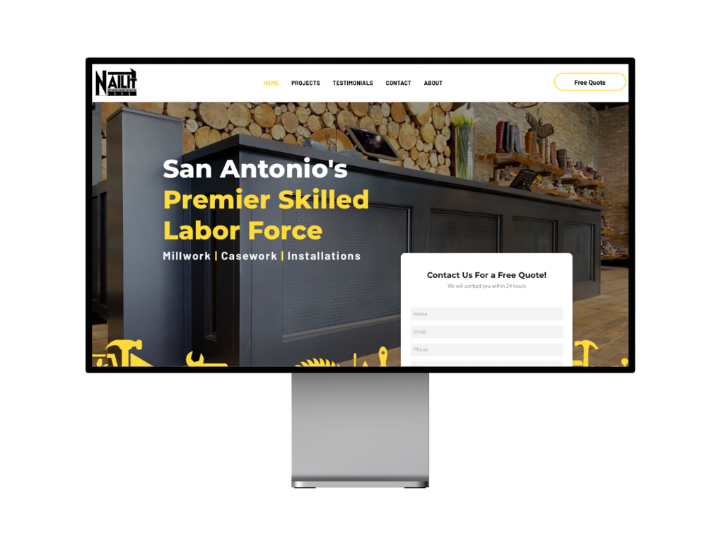 A computer monitor displaying a website for san antonio 's premier skilled labor force.