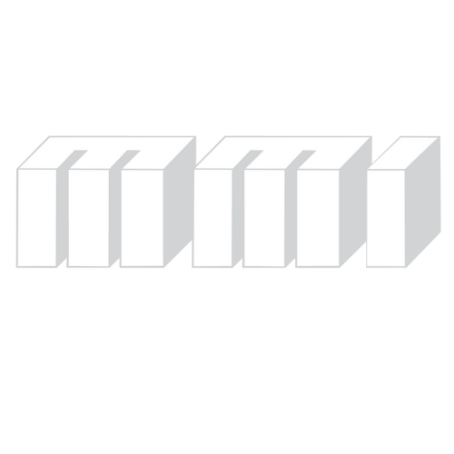 A row of white blocks with a shadow on a white background.