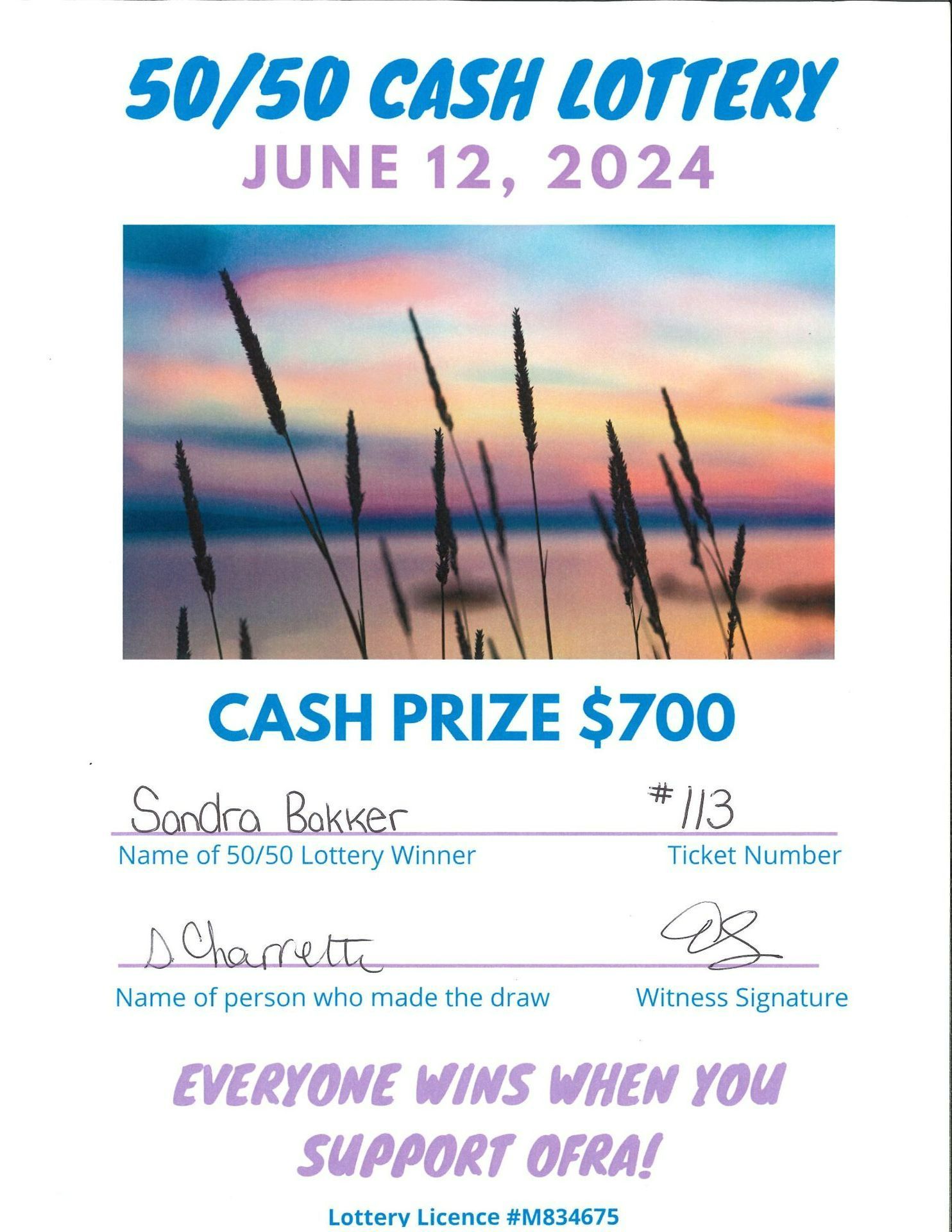 June 12, 2024- Lottery Winner