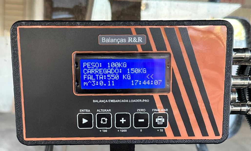 balança para maquina pá carregadeira, balança para pá carregadeira, sistema de pesagem para pá carregadeira, balanças r&r