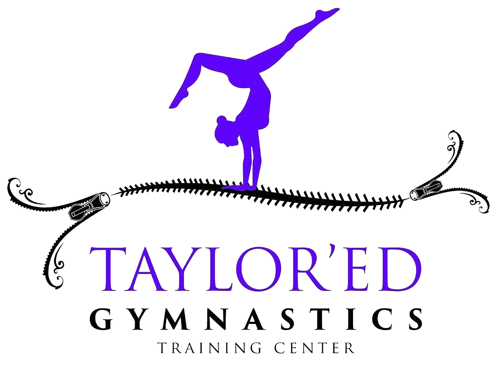 Purple silhouette of a gymnast in a handstand, over the text