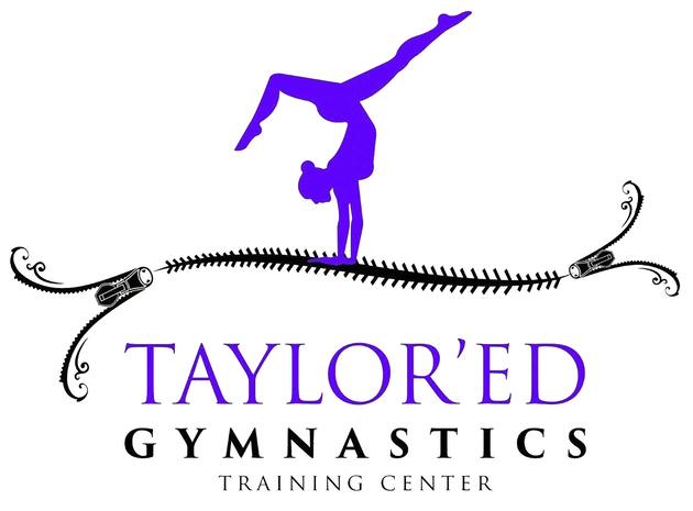 Purple silhouette of a gymnast in a handstand, over the text 