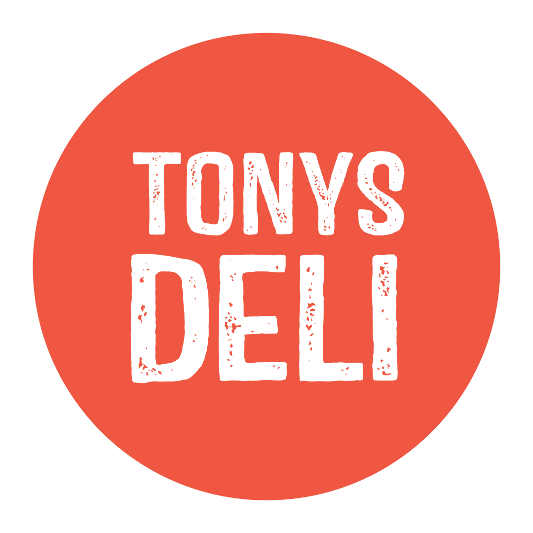 A red circle with the Tony 's Deli logo.