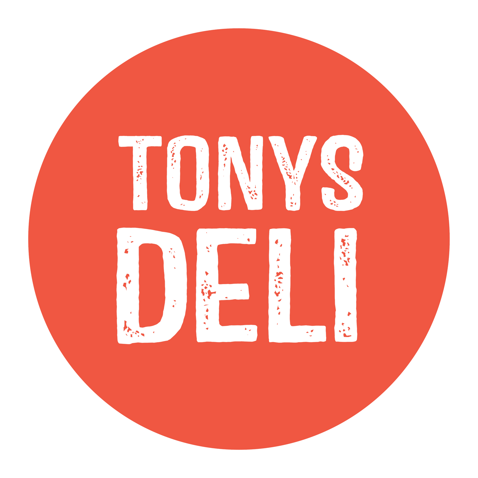 A red circle with the Tony 's Deli logo.