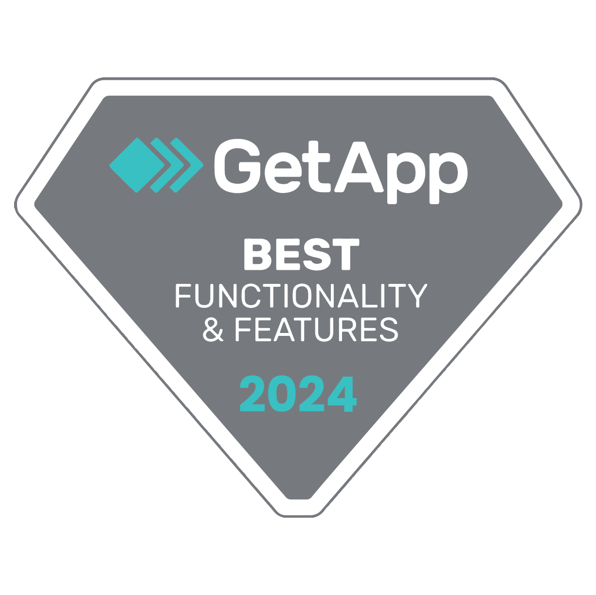 A badge that says getapp best functionality and features in 2024