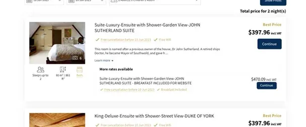 A screenshot of a website showing a bedroom for sale.